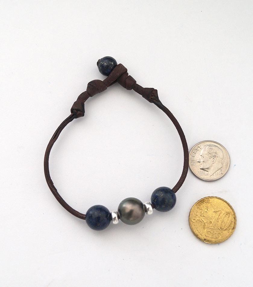 Bracelet avec perles en lapis lazuli et perle de Tahiti - Inno