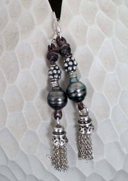 Boucles d'oreilles papilles avec perles de Tahiti - Yael