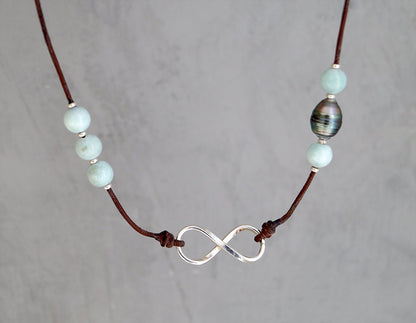 Tahitian Pearl Necklace - Larimar Choker - Anya