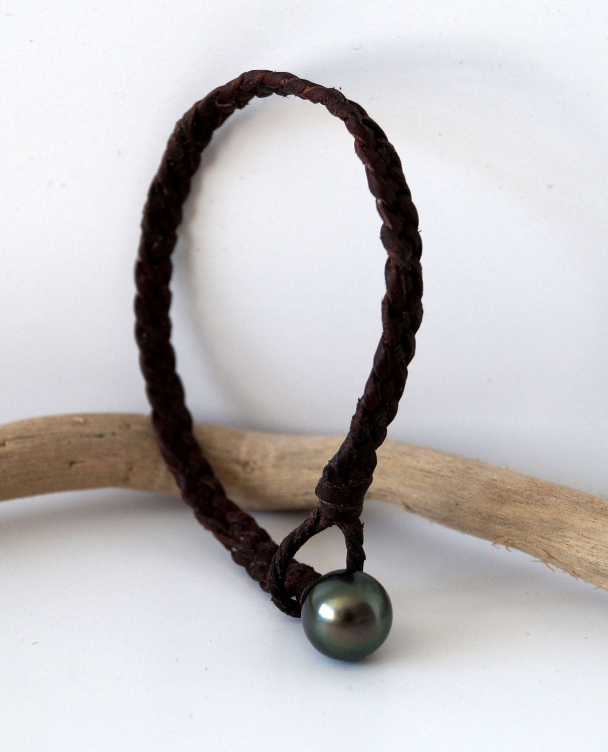 Bracelet tressé quatre brins plats et sa perle de Tahiti - Jerry