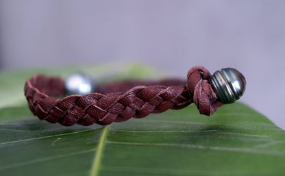 Bracelet tressé 4 brins et perle de Tahiti - Josh