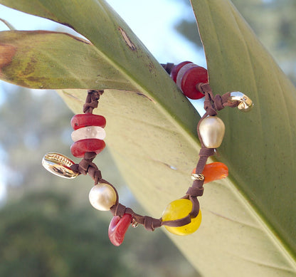 Bracelet coloré verre recyclé et perles Australiennes - Greta