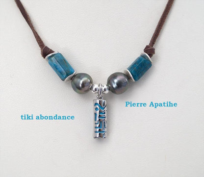 Collier tiki argent 925 et ses perles de Tahiti - Néo