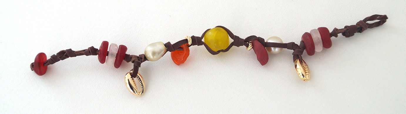 Bracelet coloré verre recyclé et perles Australiennes - Greta