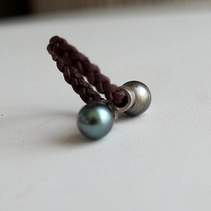 bague perle tahiti et cuir