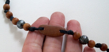 Tahitian Pearl Bracelet - Leather & Sandalwood - Azzo