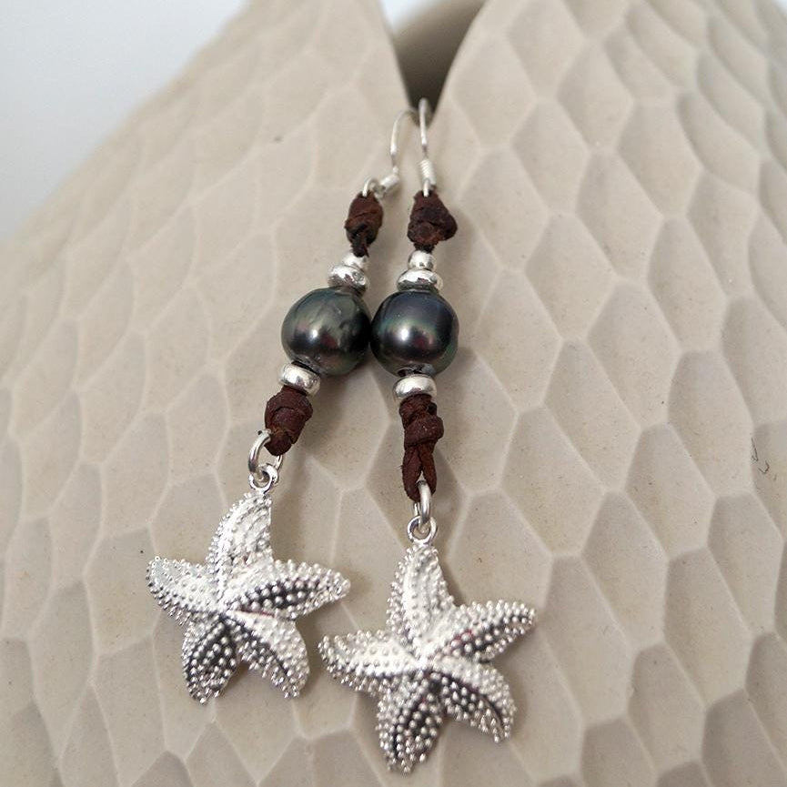 boucle oreille perle Tahiti et argent