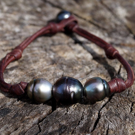 bracelet cuir et perle