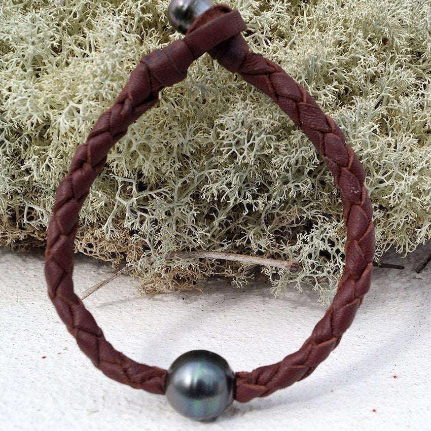 bracelet homme perle tahiti cuir