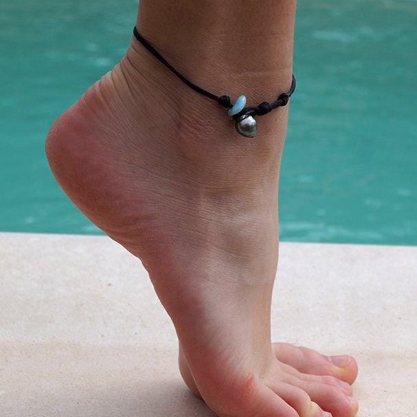 bracelet cheville perle de culture