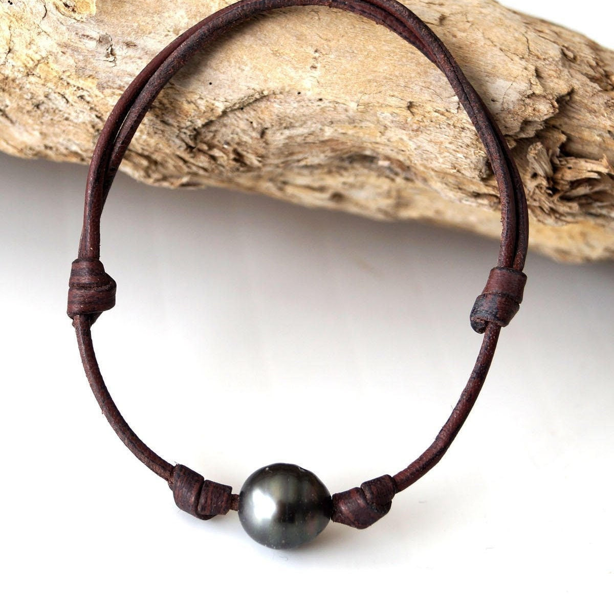 bracelet perle de culture et cuir