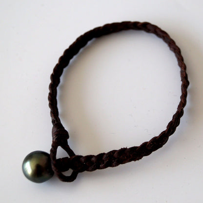bracelet perle cuir tresse