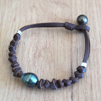 bracelet perle et cuir