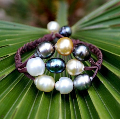 perles de tahiti et cuir