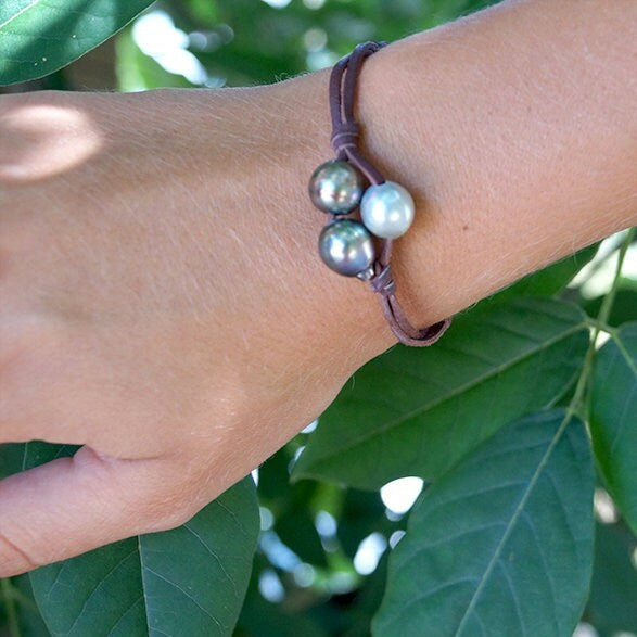 bracelet trio perles Tahiti 