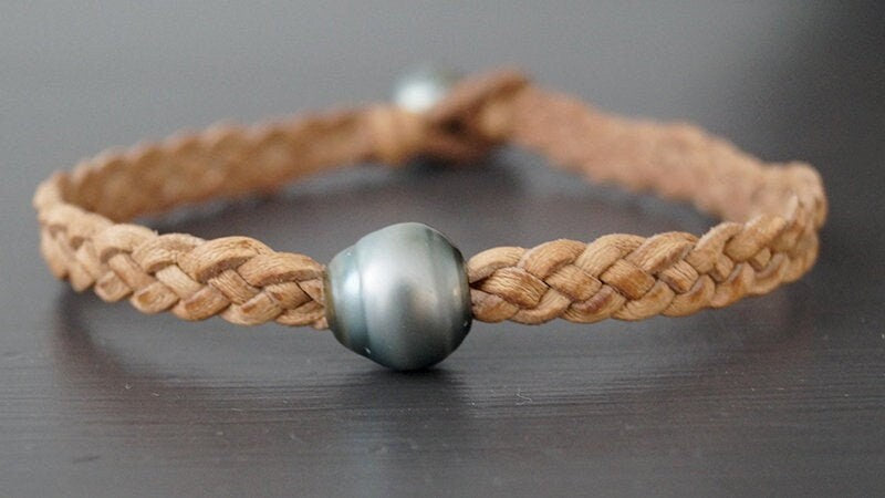Bracelet tressé 4 brins et perle de Tahiti - Josh