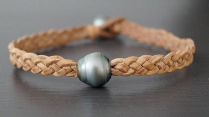 Bracelet tressé 4 brins et perle de Tahiti - Josh