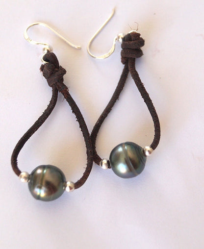 Boucles d'oreilles perles de Tahiti et argent 925 - Fiona