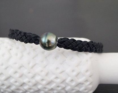 Bracelet tressé 4 brins et perle de Tahiti - Josh