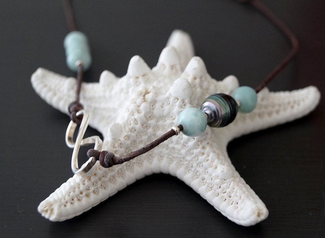 Tahitian Pearl Necklace - Larimar Choker - Anya