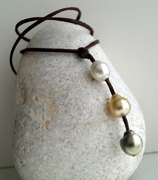 Collier dégradé de perles de Tahiti et Australiennes - Wanda