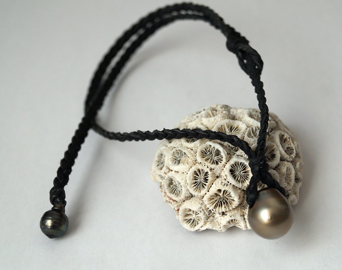 Collier ras de cou tressé fin et perle de Tahiti - Dana