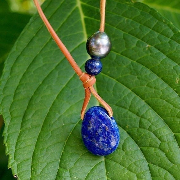 collier perle Tahiti et cuir