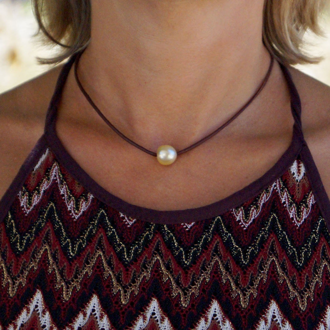 collier perle dorée