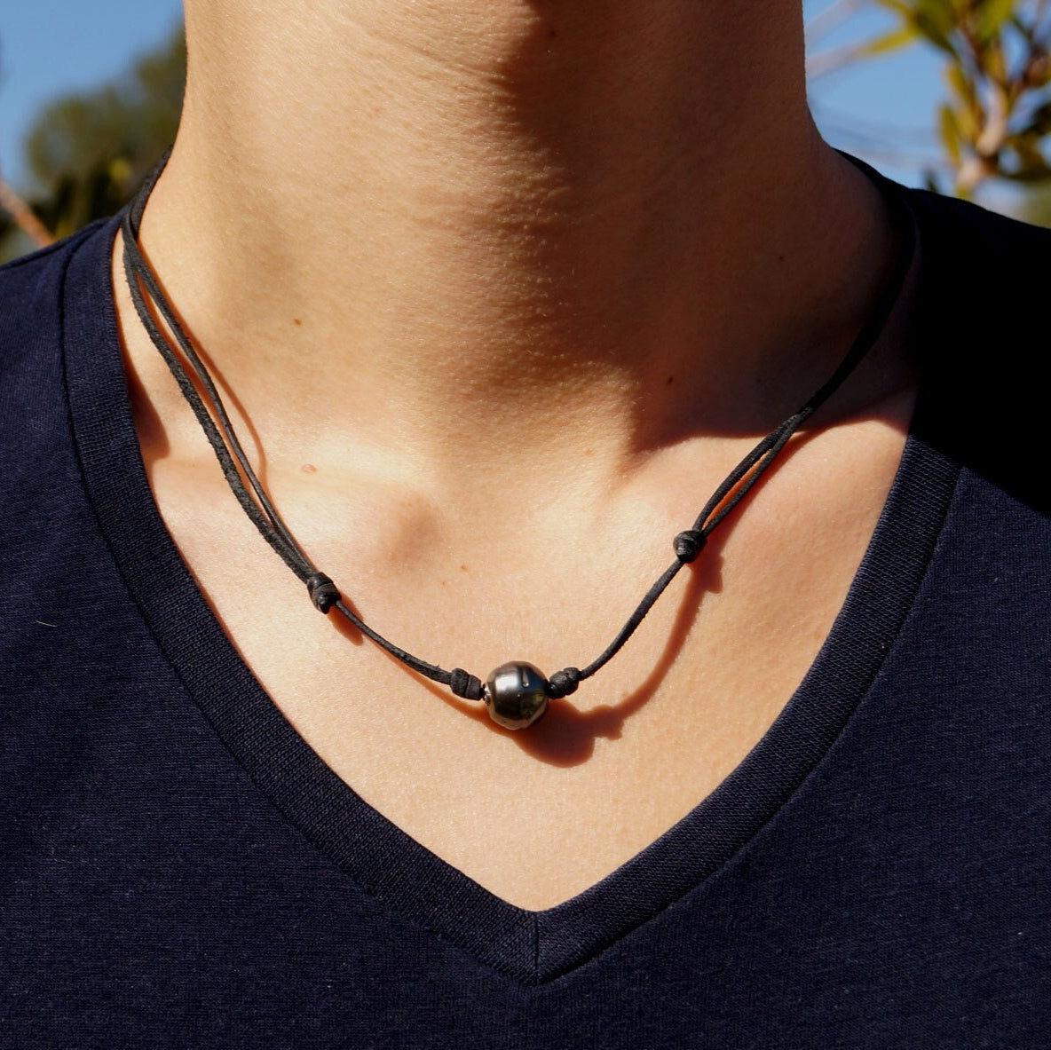 collier homme perle culture