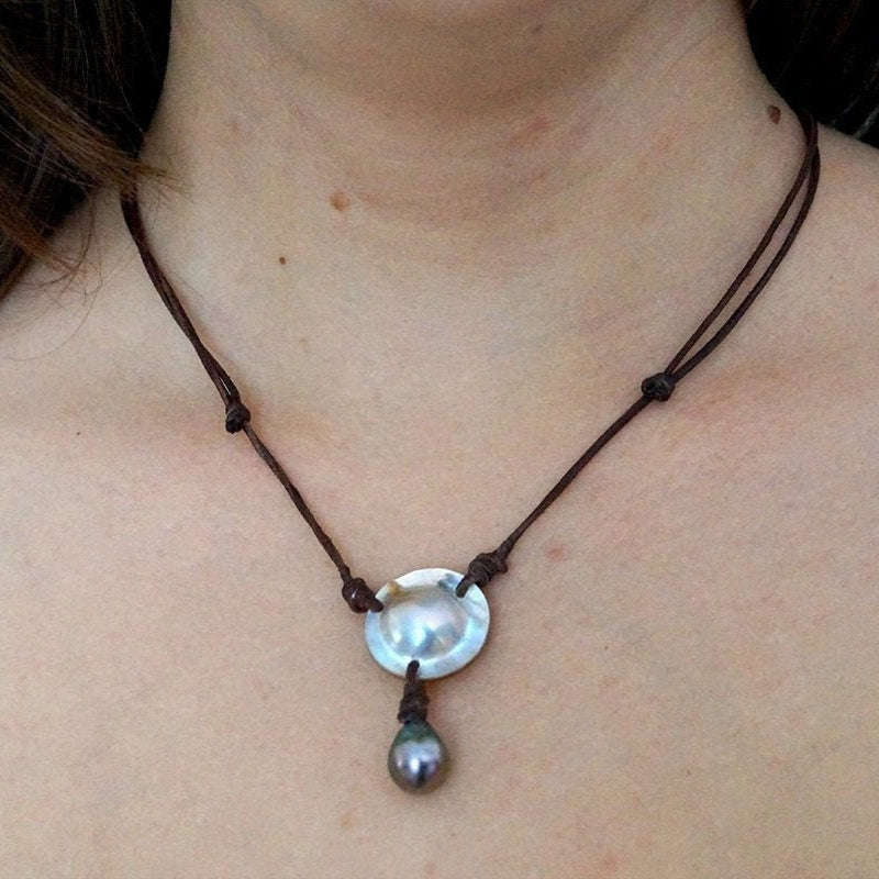 collier pendentif ajustable perle