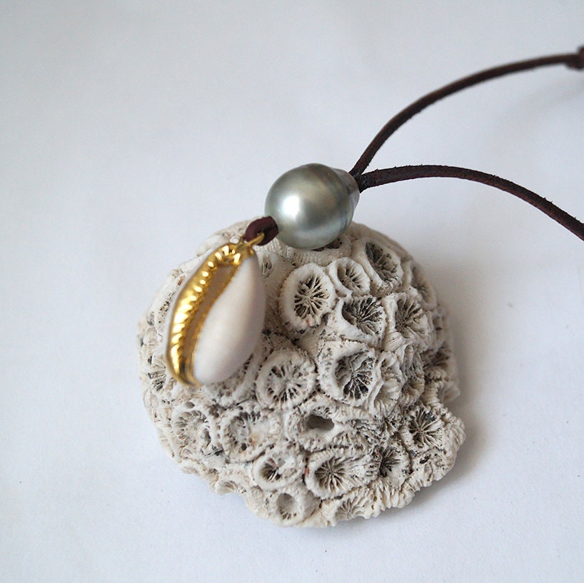 collier perle tahiti cuir