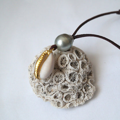 collier perle tahiti cuir