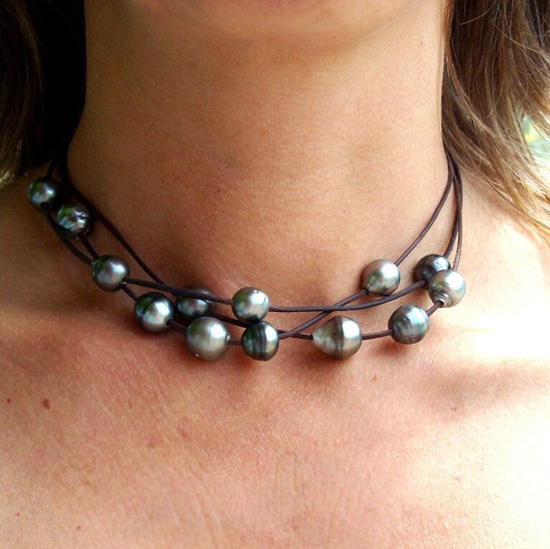 collier perles et cuir