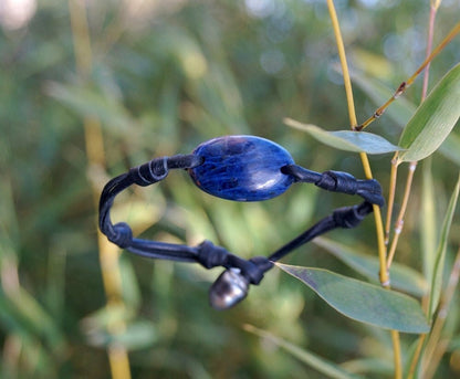 Bracelet cabochon lapis lazuli et fermoir perle de Tahiti - Otto