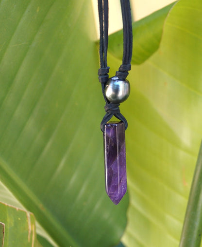 Tahitian Pearl Necklace - Pointed Pendant - Stan