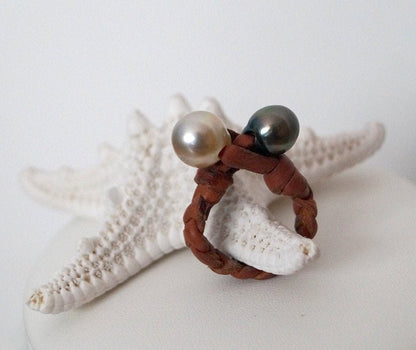 Bague duo de perle de Tahiti et Australienne - Eden