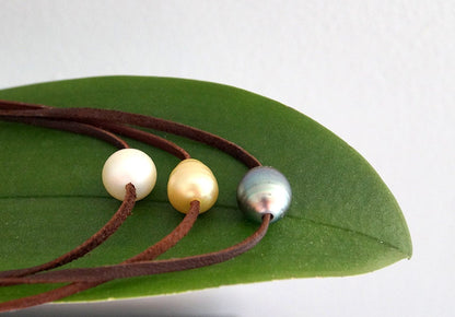 Collier trois rangs avec dégradé de perles de Tahiti et Australiennes - Kelly