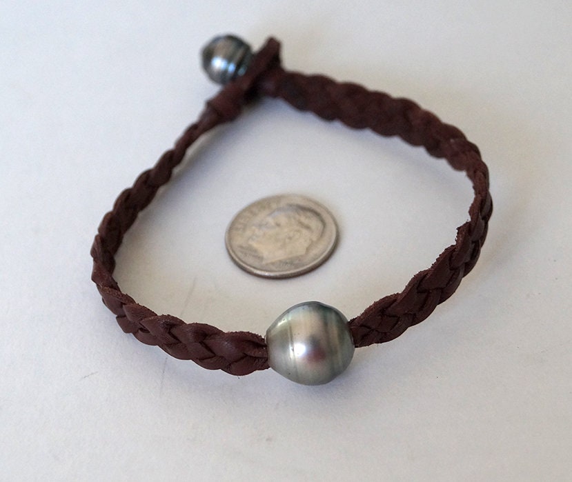 Bracelet tressé 4 brins et perle de Tahiti - Josh