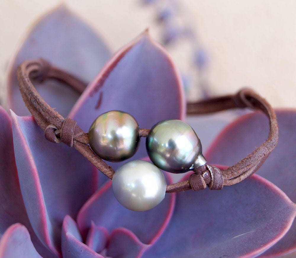 Bracelet trio de perles de Tahiti avec fermoir double - Betty