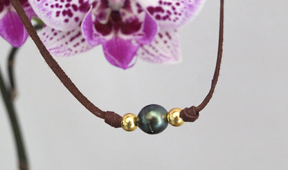 Collier perle de Tahiti avec fermoir or 14k - Iris