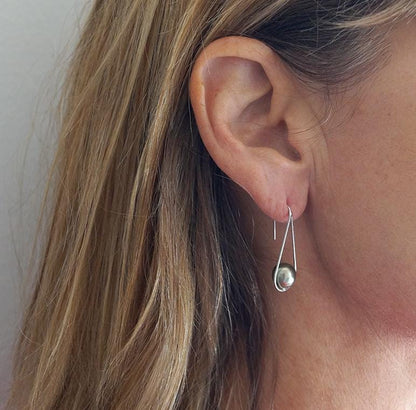 Boucles d'oreilles ovales en argent massif et perles de Tahiti - Nova