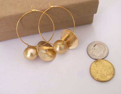 Boucles d'oreilles créoles avec perles Australiennes - Oria