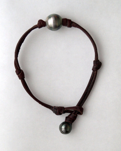 Tahitian Pearl Bracelet - Leather - Dino