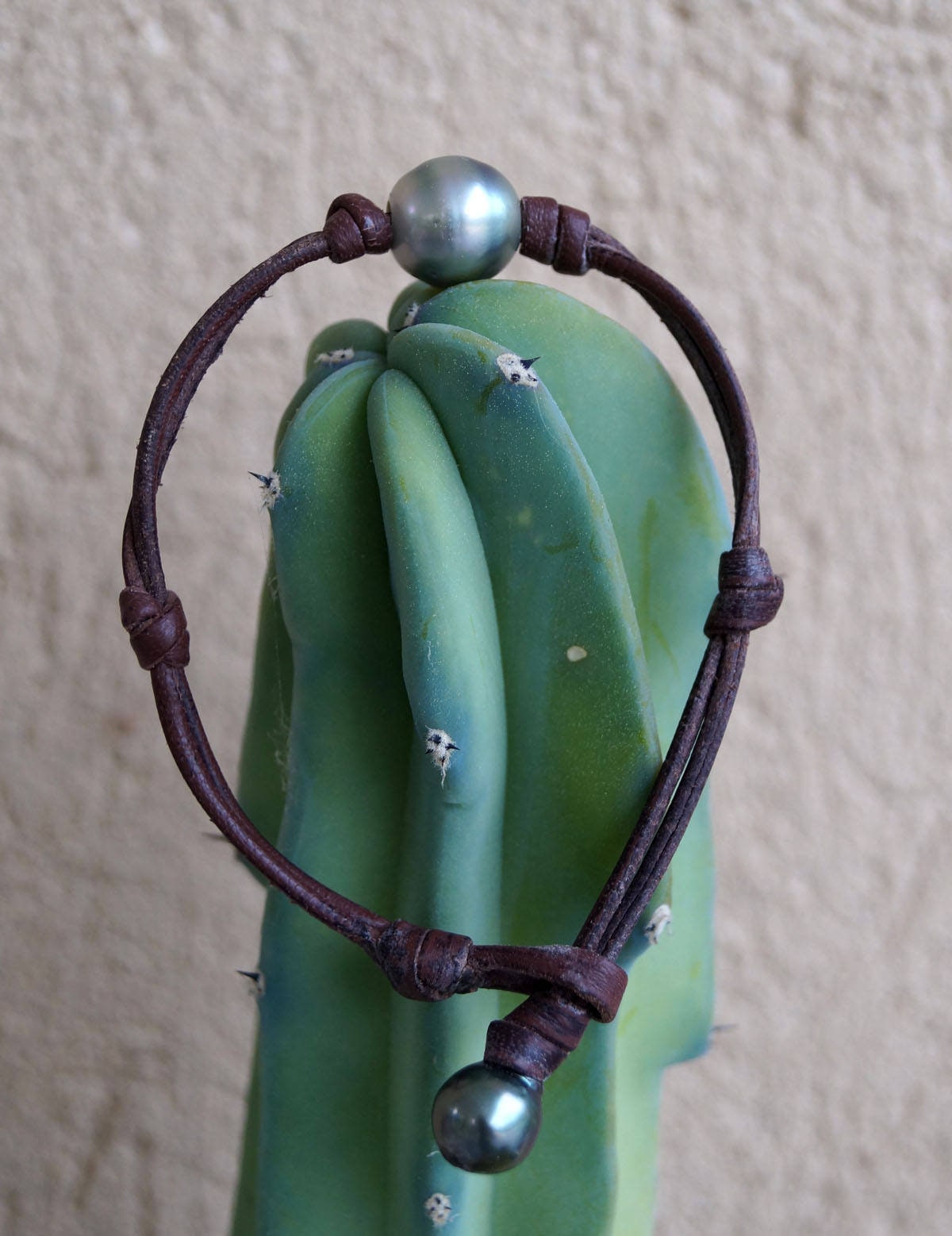 Tahitian Pearl Bracelet - Leather - Dino