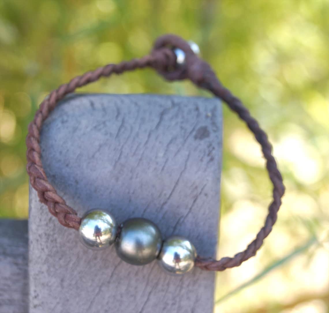 Bracelet avec perle de Tahiti et acier inoxydable - Leo