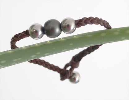 Bracelet avec perle de Tahiti et acier inoxydable - Leo