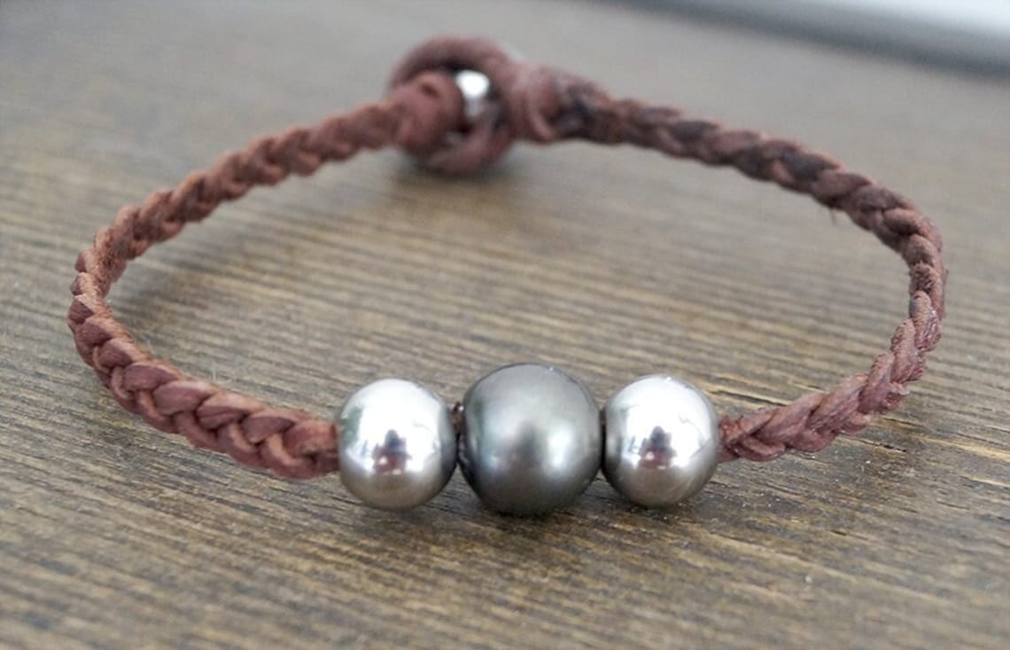 Bracelet avec perle de Tahiti et acier inoxydable - Leo