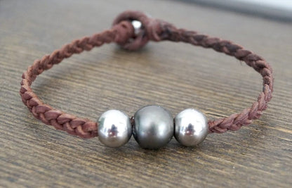 Bracelet avec perle de Tahiti et acier inoxydable - Leo