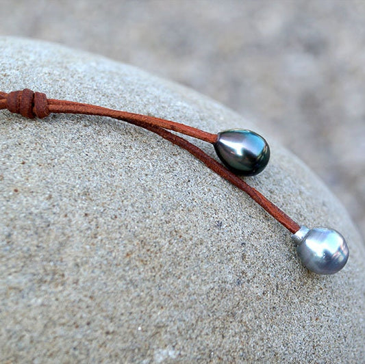 collier cuir et perle de Tahiti